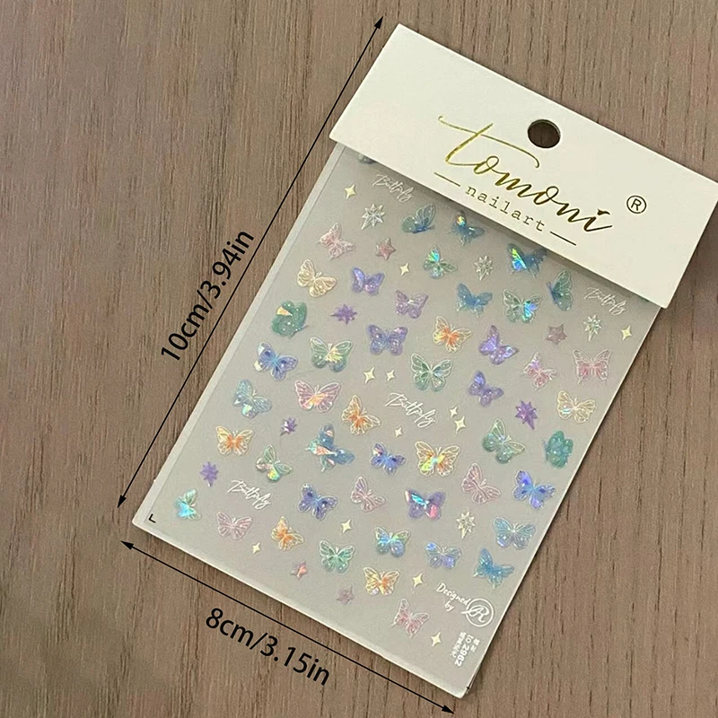 1 pz 5D Glitter Farfalla Adesivi Per Unghie Kawaii Aurora Farfalla Unghie artistiche Pendenti E Ciondoli Decorazioni Decalcomanie Manicure FAI DA TE Patch Adesiva