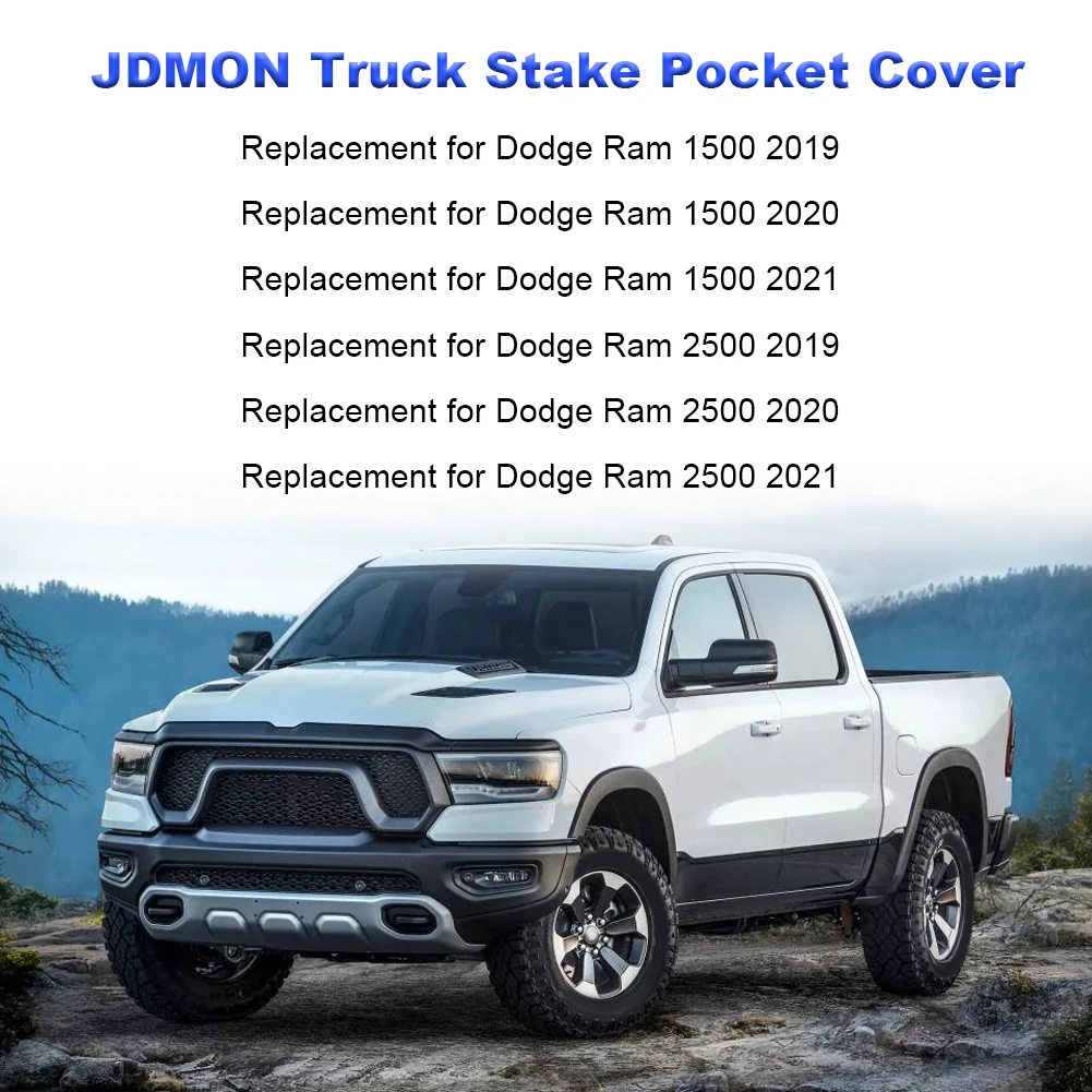 Een Paar Stake Pocket Covers Achter Truck Bed Rail Stake Pocket Cover Voor Dodge Ram 19-Op 1500 2500 2019-2021 Auto Bed Accessoires