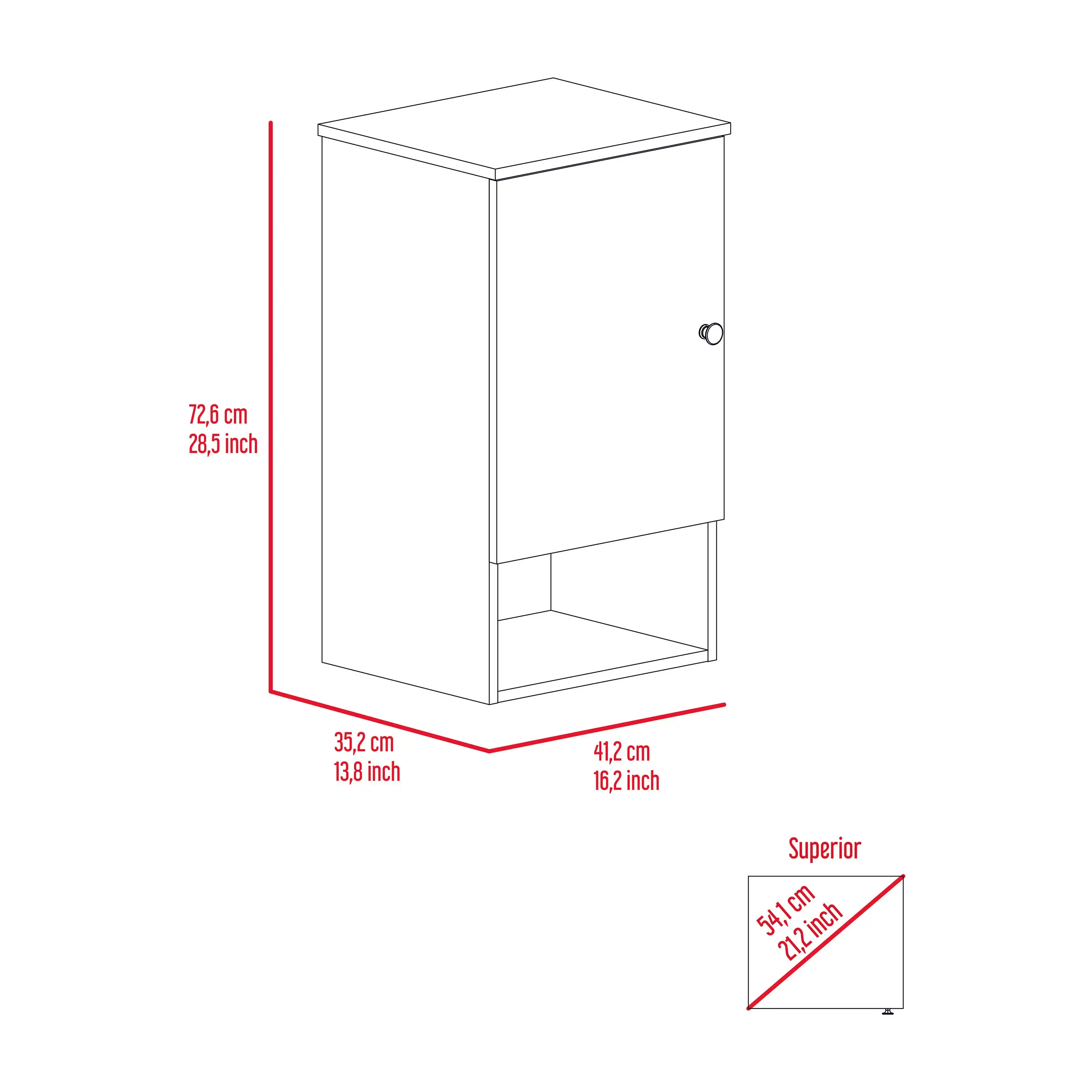 St. Angelo Medicine Cabinet, Two Internal Shelves, Single Door, One Shelf Light Oak / White