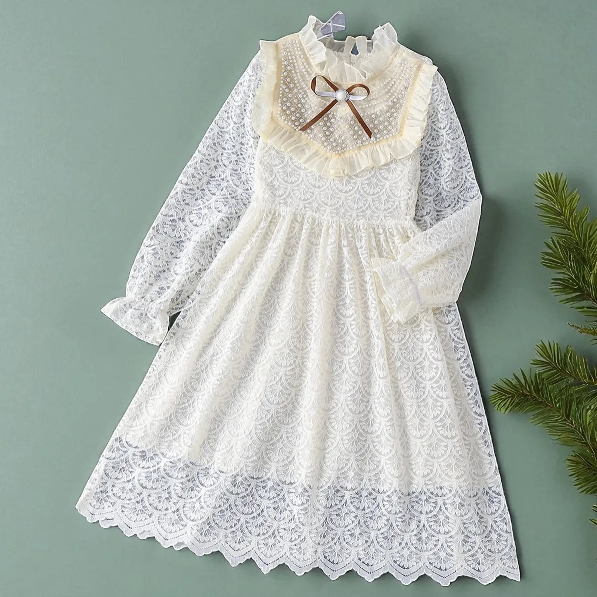 

Flower Baby Girls Clothes Cute Lace Voile Wedding Birthday Party Princess Dresses Floral Embroidery Kids Dress Family Clothes
