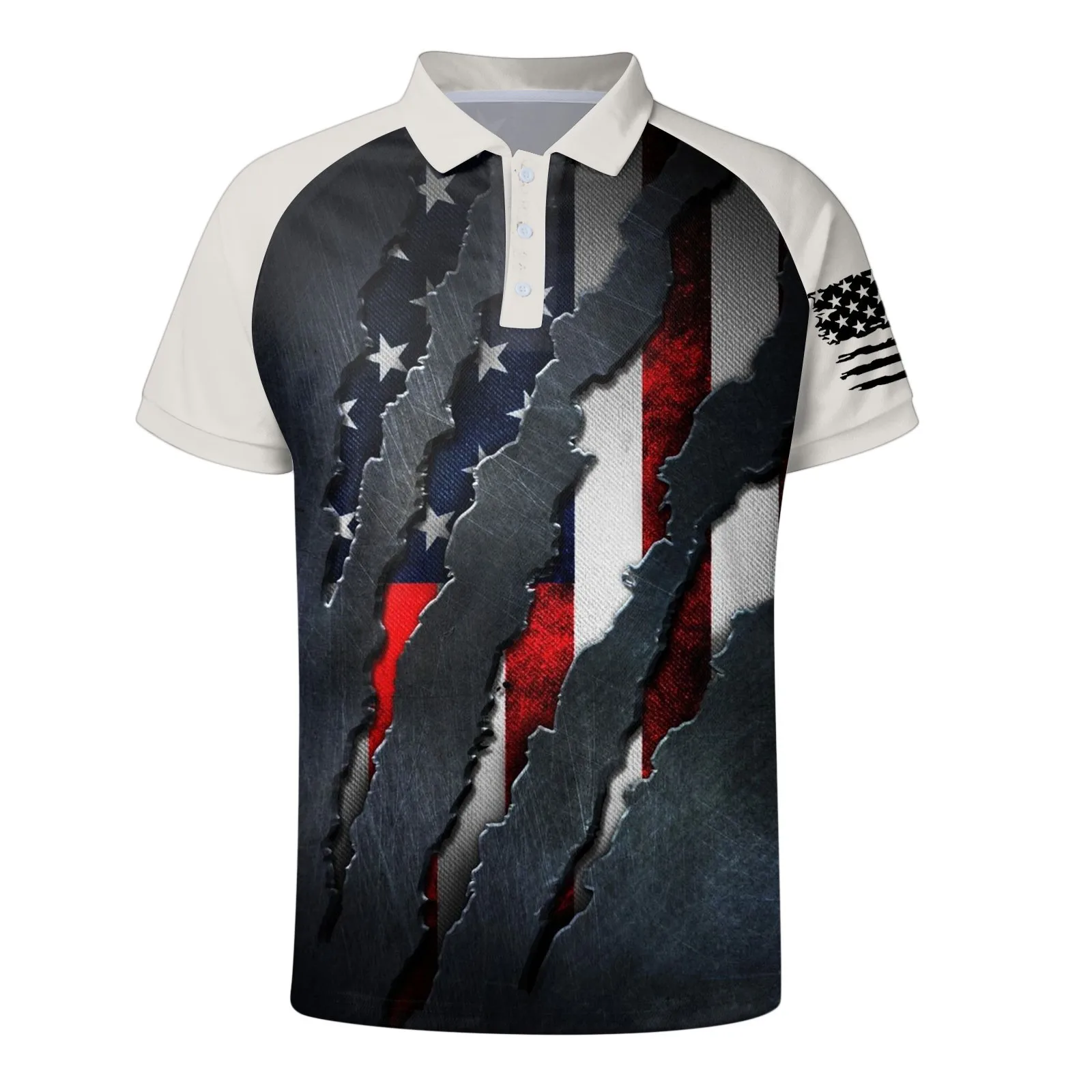 Independence Day Polo Shirt Men Lapel Collar Fourth Of July Golf Shirt American Flag Print Tennis Blouse Top Summer Clothing