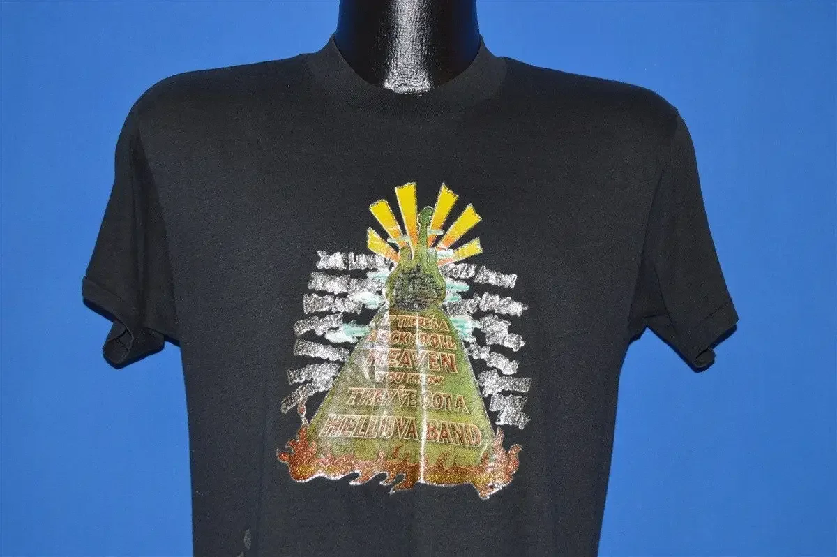 80s Rock N Roll Heaven Glitter Iron On T Shirt Medium
