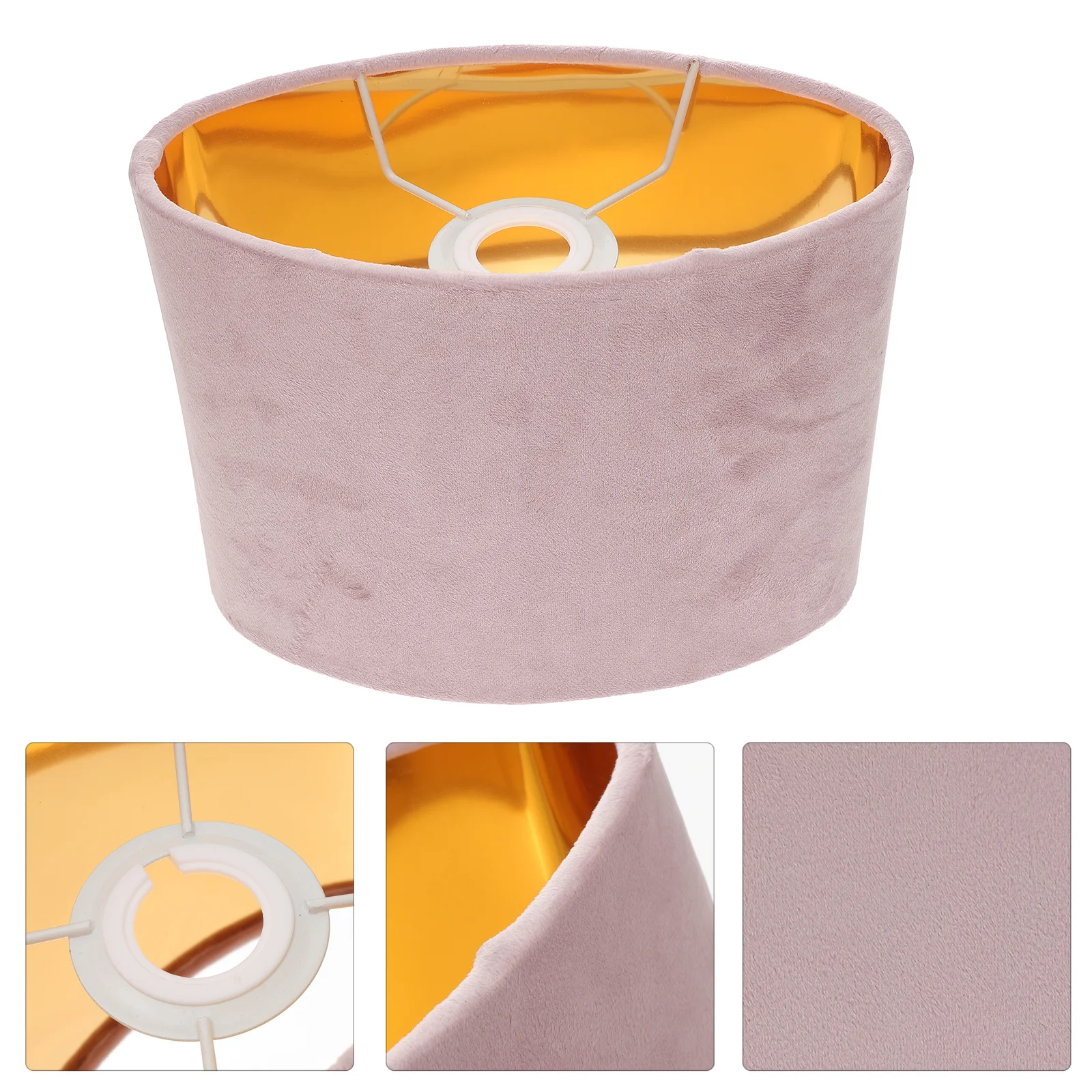 

Elegant Simple Design Pink Gold Fabric Lamp Shade for Table Desktop Bedside Dust Proof Vintage Study Hotel Bedroom Decor