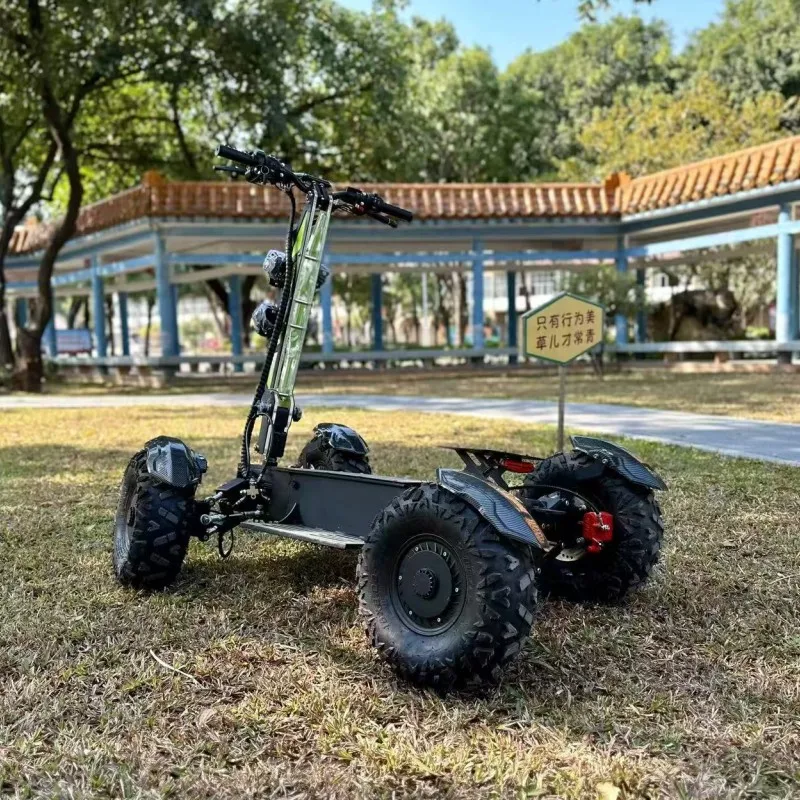 19inch 4X4 Off-Road Electric Scooter Full Suspension 4-Wheel Cargo Mobility Scooter for All Terrain Snowmobile Hunting Patrol