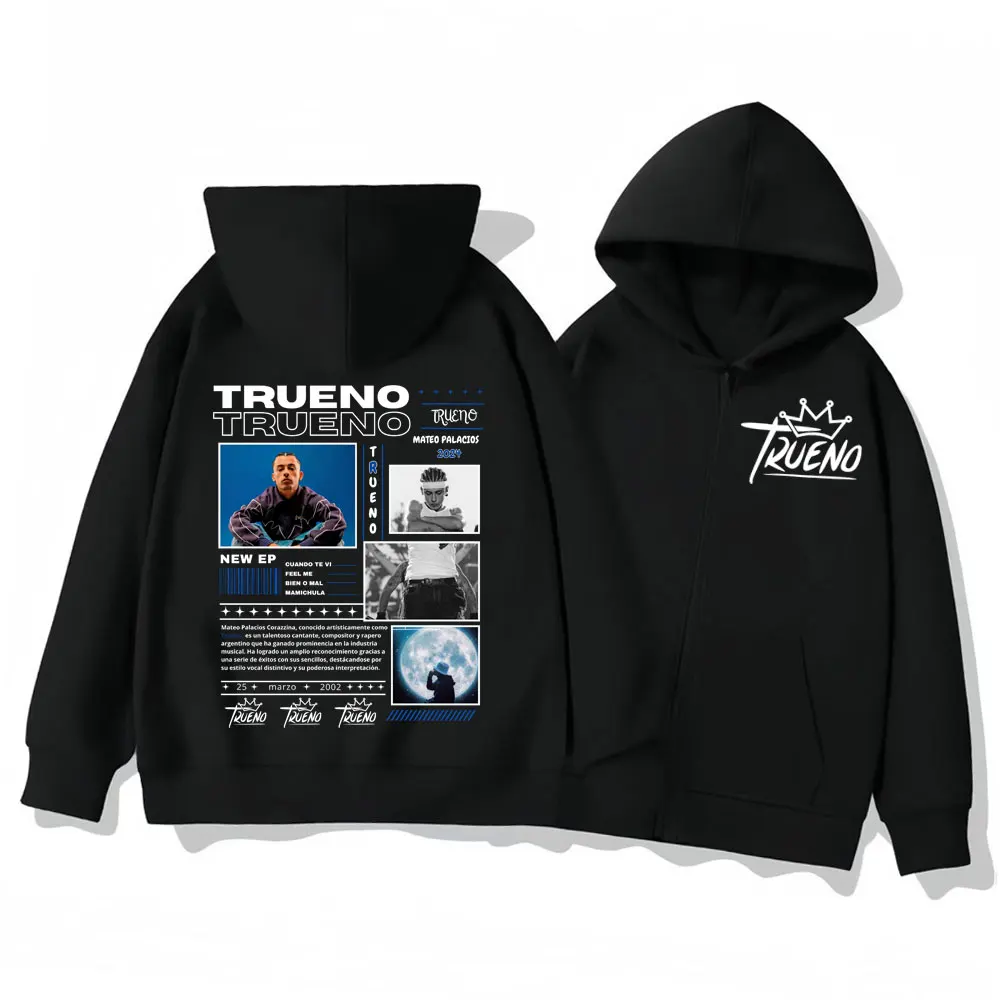 

Rapper Trueno Album Graphic Zipper Hoodies Fashion Hip Hop Hooded Sweatshirts Men Women Clothing High Quality Fleece Pullovers