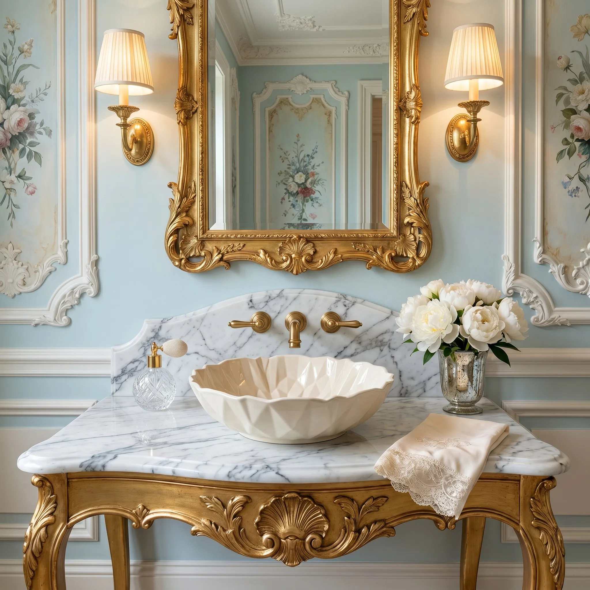 R*# High-End Modern Pearl White Flower Diamond Grain Ceramic Eco-Friendly Countertop Mounted Art Basin for Hotels & Hospitals