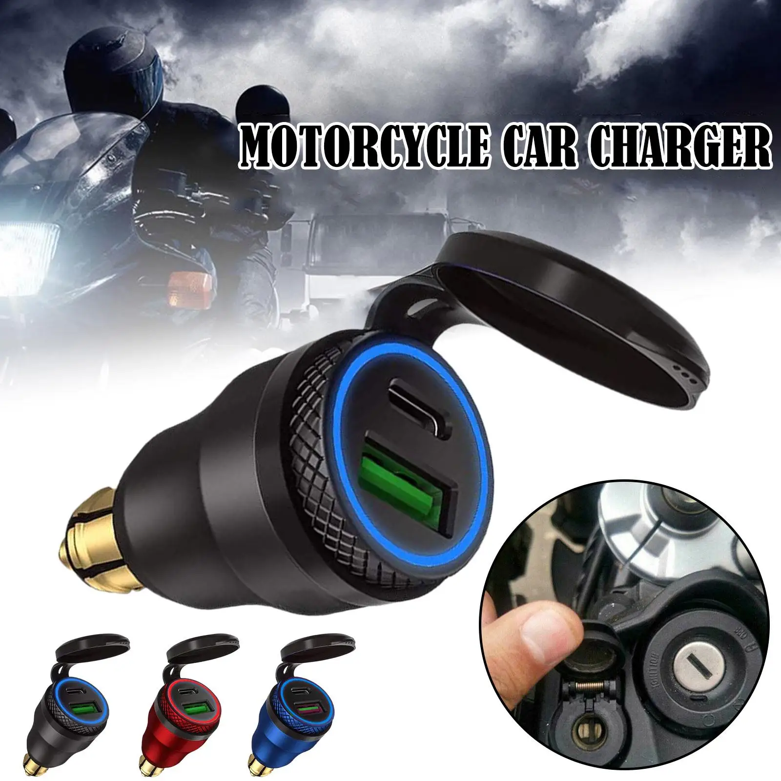 

Aluminium USB Charger 30W PD Type-C QC 3.0 Quick Charger Adapter Waterproof for Hella DIN Socket/ BMW Ducati Triumph Motorcycles