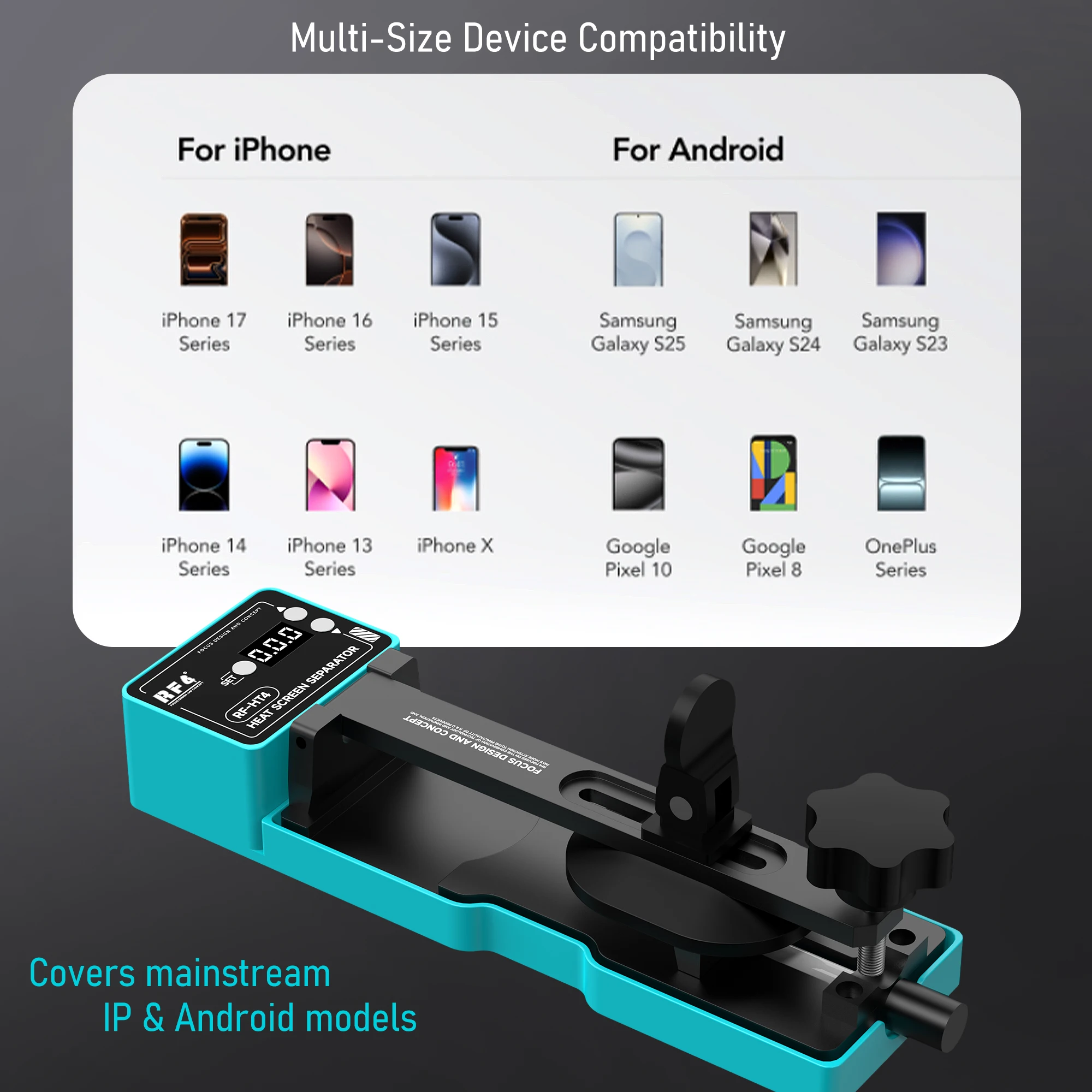 RF4 Universal Heated LCD Screen Separation Fixture (0–120°C) – Suitable for Mobile Phone Repair and Rapid Disassembly