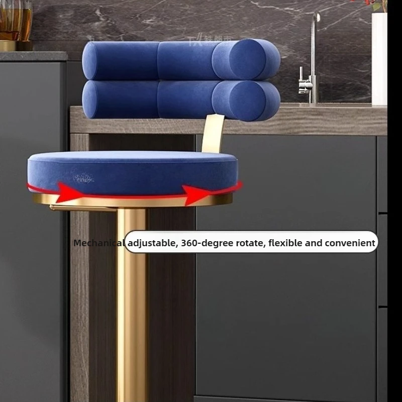 Modern Designer Bar Stool Swivel Adjustable Height Counter Stool Home Bar/Kitchen Stool Non-Slip Base & Industrial Metal Frame