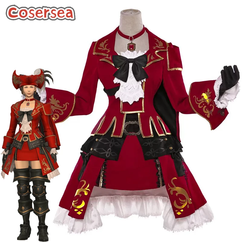 

Cosersea Estoqueur's Cosplay Costume Game FFXIV Final Fantasy Estoqueur's Role Play Halloween Women Red Dress Outfit Fullset