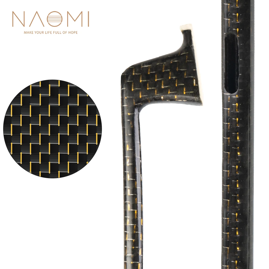 NAOMI Unfinished Bow Stick Gold Silk Braided Carbon Fiber Blank Bow Stick DIY 4/4 Fiddle Use