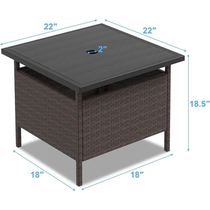 

Umbrella Table, Outdoor Side Table with 2" Umbrella Hole, Rattan Umbrella Stand Holder, Heavy Duty Metal Frame