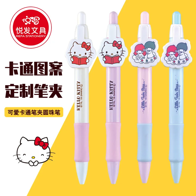 5pcs Sanrio Cute Hellokitty Student Supplies Ballpoint Pen Black Blue Signature Pen Wholesale Of Learning Stationery Supplies