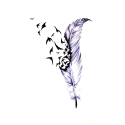 Bird Feather Waterproof Temporary Tattoo Men Flash Tattoo Stickers Falsa Tatuagem Henna Sleeve Temporal  Tatoo Kids Art Sticker