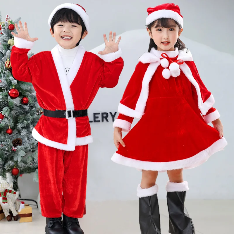 Christmas Baby Clothes Kids Santa Claus Cosplay Costume Boys Long Sleeve Clothes Toddler Girls Dress Cute Infant Winter Outwear