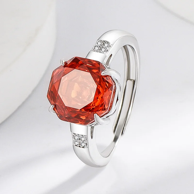 

Fantasy Fire Rose Cut Colored Crystal Zircon Ring 925 Sterling Silver Ring Luxury Wedding Jewelry