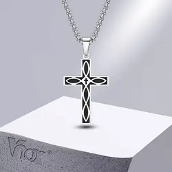 Vnox Cross Celtic Knot Necklaces for Men Women, Black Viking Pendant, Christ Prayer Faith Jewelry Collar with Box Chain