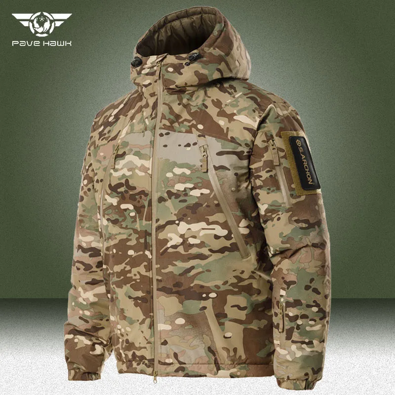 Winter Warm Parkas Men Outdoor Windproof Waterproof Thicken Down Jackets Camo Hunting Polar Region Cargo Training Coats