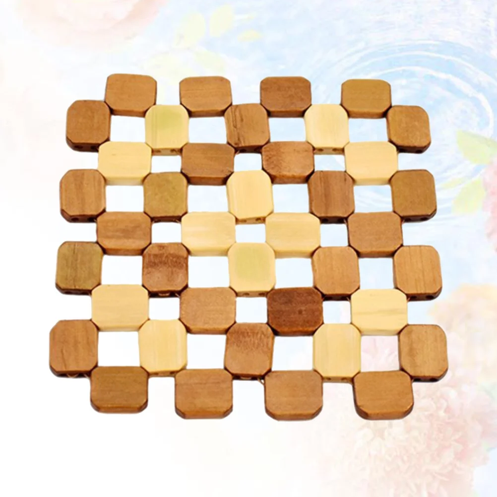 

1pcs Small Size Hollow Bamboo Placemats Heat Insulation Non-Slip Table Mat For Kitchen Dining Waterproof Square Coaster Bamboo