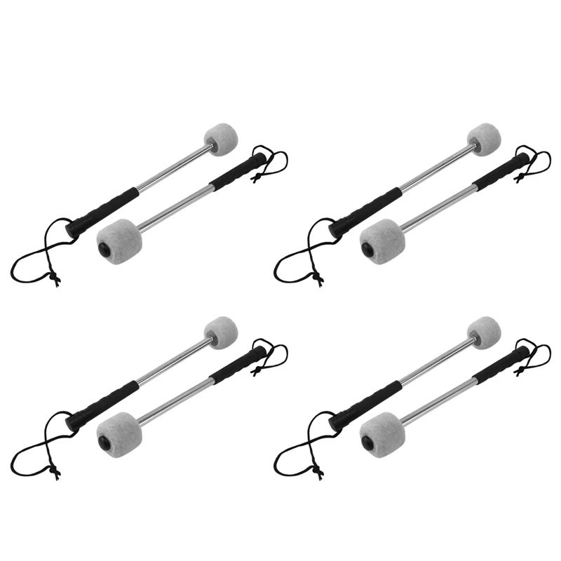 

8Pcs Bass Drum Mallet Felt Head Percussion Mallets Timpani Sticks With Stainless Steel Handle,White