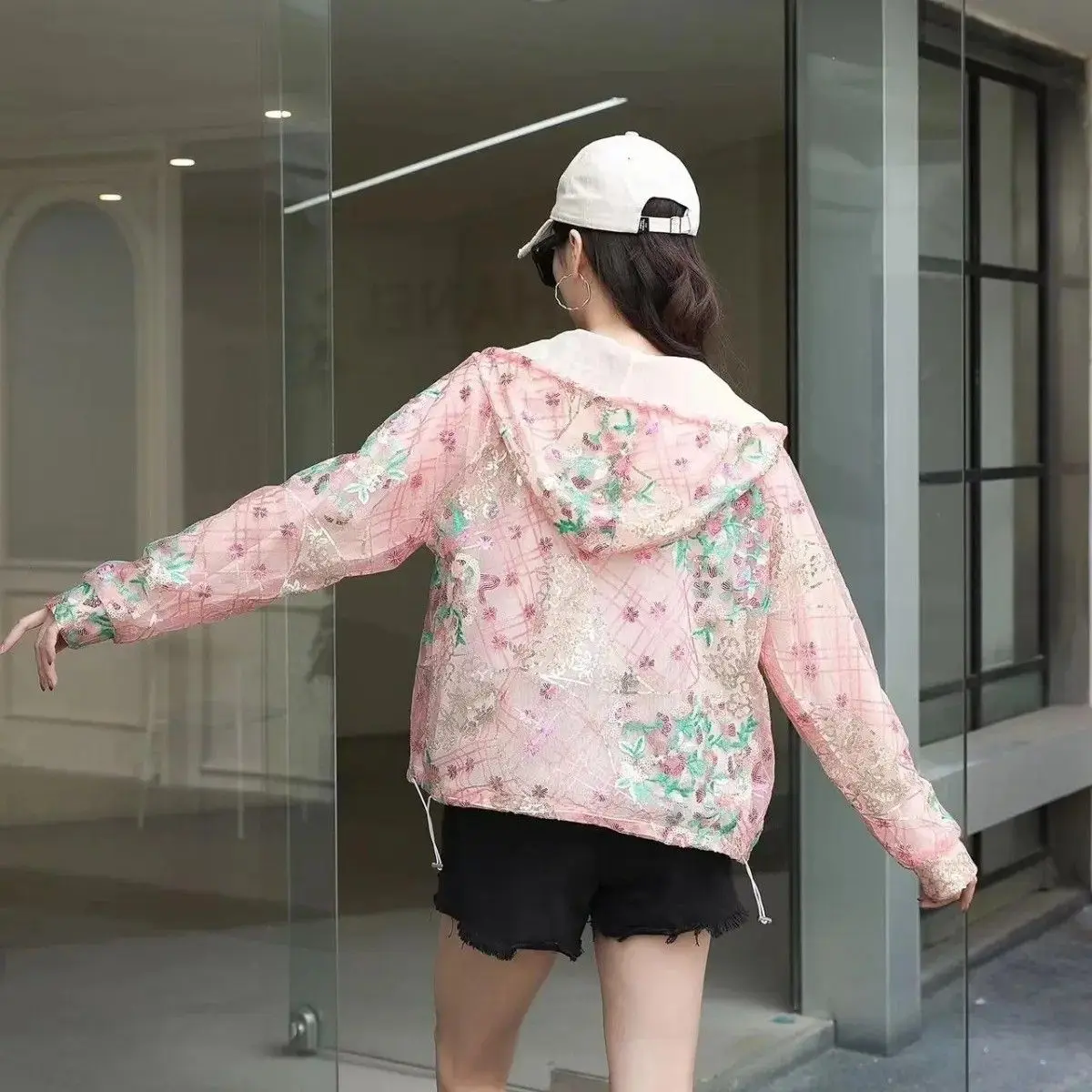 Châu Âu Sang Trọng Nữ Kim Sa Lấp Lánh Áo Khoác Sang Trọng Nhiều Màu Sắc Bling Hoa Hồng Áo Dáng Rộng Dài Tay Áo Tím Áo Khoác Ngoài Ins