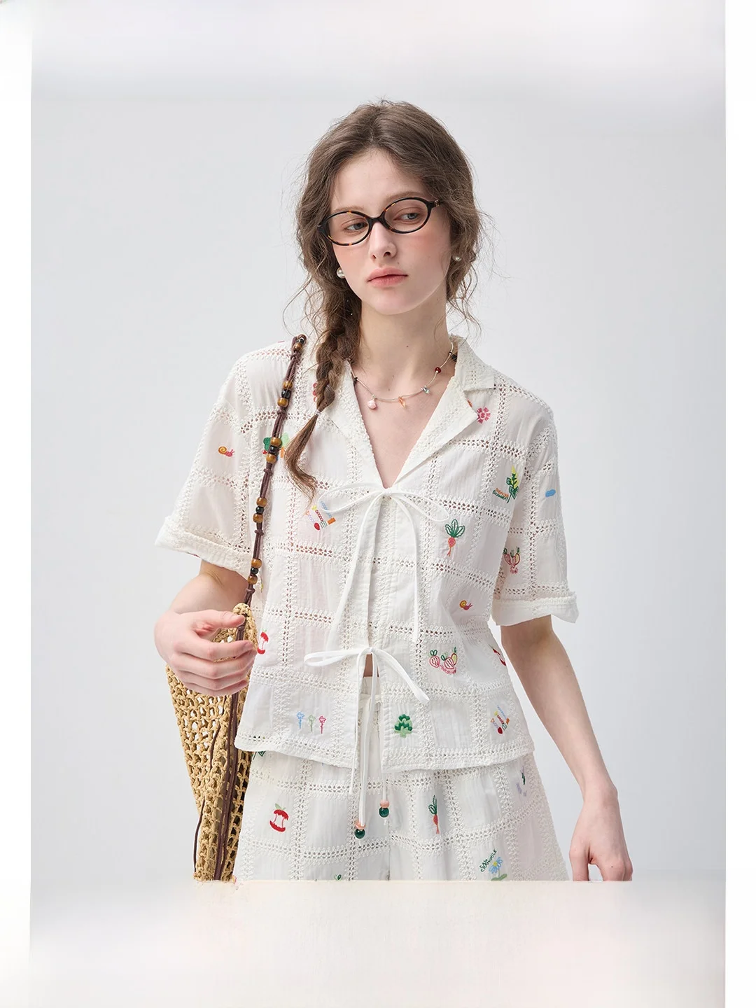 

Комплект из хлопковой рубашки и шорт Vega Chang с вышивкой и поясом, летняя мода, женская одежда с коротким рукавом