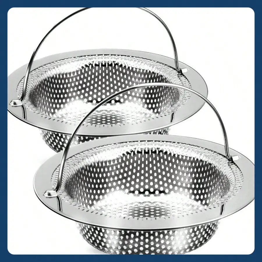 

2-пакет сливного фильтра для кухонной раковины с ручкой, большая сливная корзина для кухонной раковины из нержавеющей стали, ржавая
