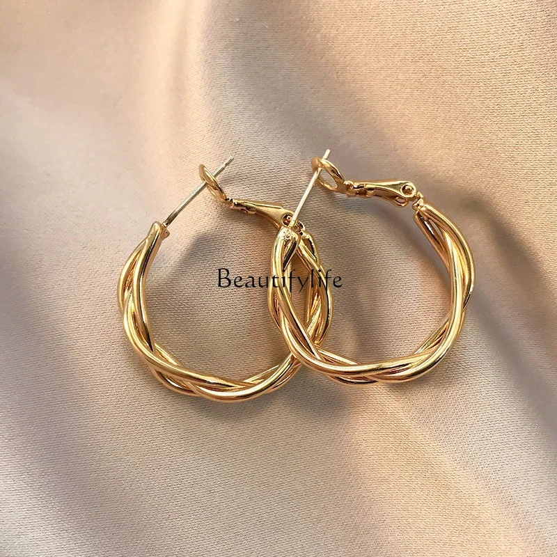 

Metal winding earrings cold wind light luxury niche temperament earrings