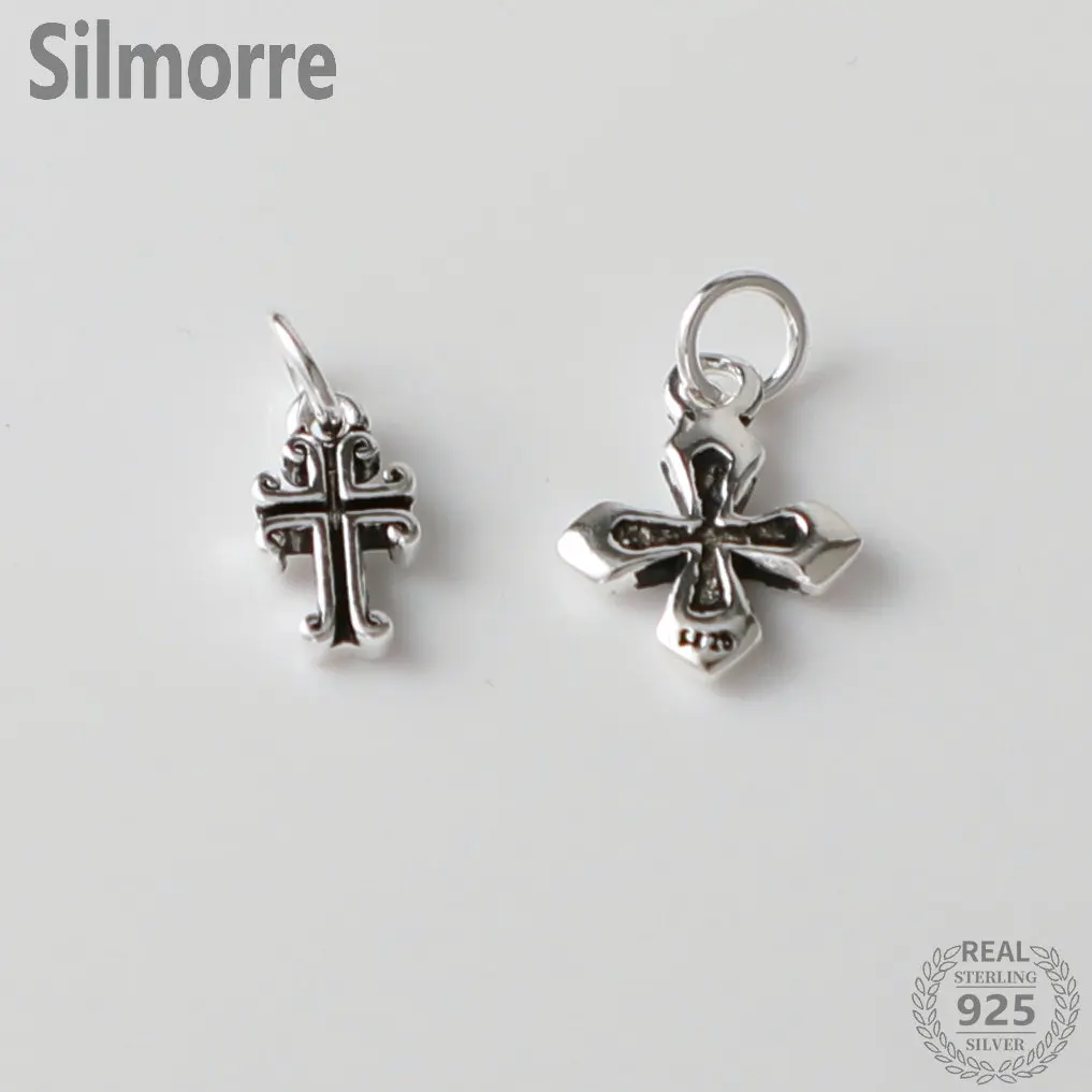 

1pc 925 Sterling Silver Cross Charm Pendant for DIY Fine Jewelry Finding Bracelet Necklace Making Accessories