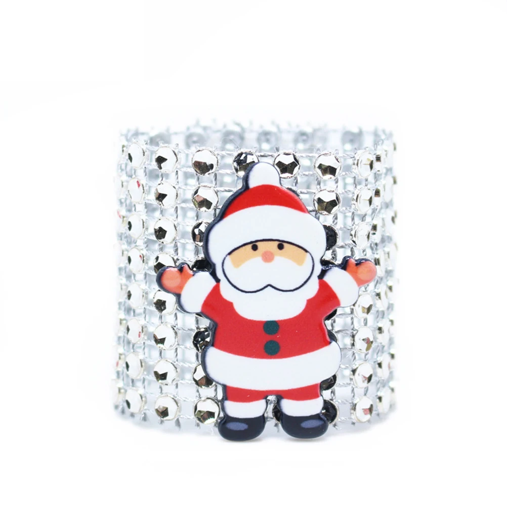 

12pcs Christmas Rings Serviette Buckles Holders Reusable Holiday Party Decorations Christmas Serviette Rings Silver