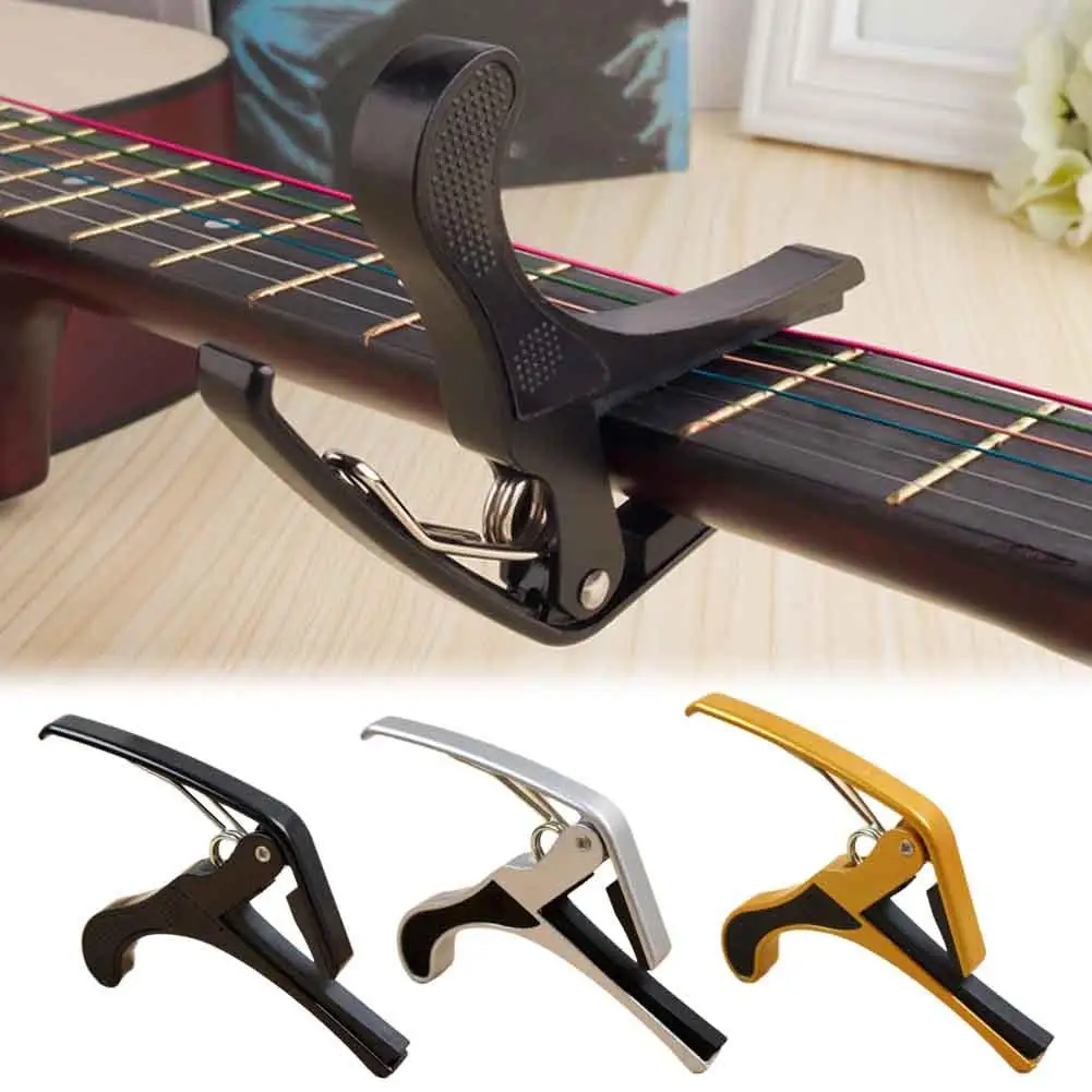 Plastic Guitar Capo Guitar Tool Easy To Use Suitable For 6-string Acoustic Classical Electric Guitar Capo Clip With 6 Picks A8N3