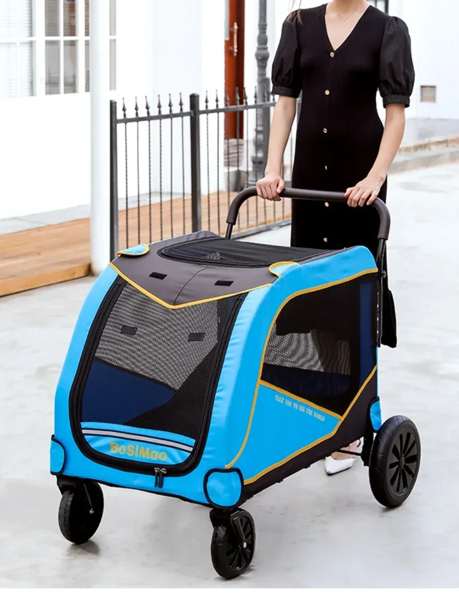 Large Dog Stroller Foldable Pet Stroller for Medium Large Multiple Dogs with Rotating Front Wheels Rear Brakes Load Bearing 80kg