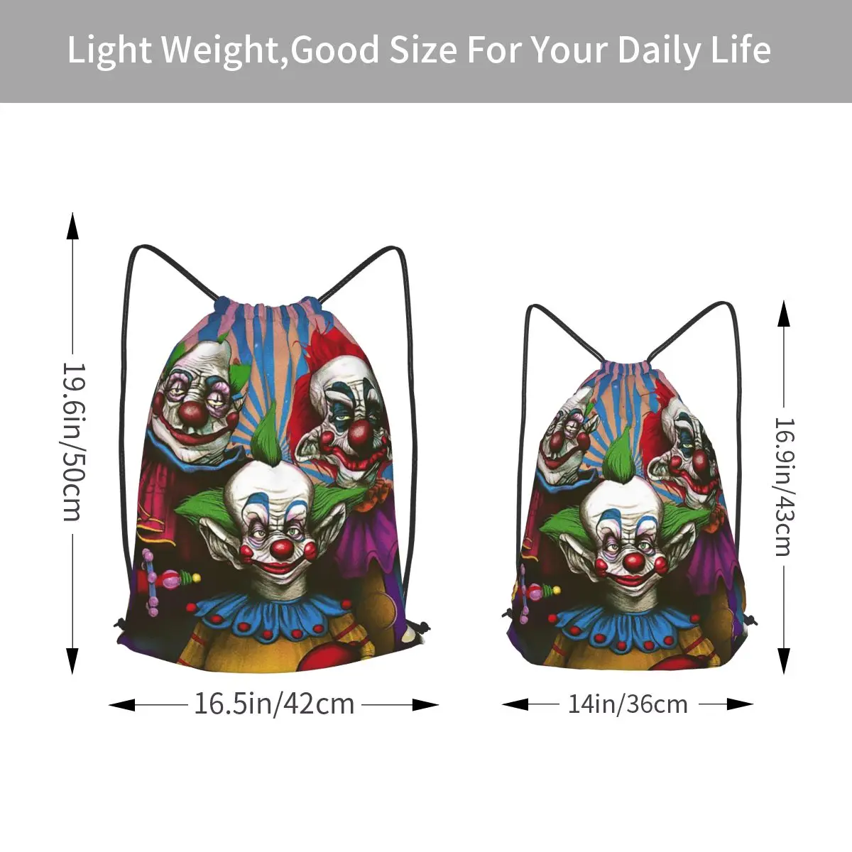 Killer Klowns From Outer Space Film Backpacks Multi-function Drawstring Bags Sports Bag Book Bags for Travel School