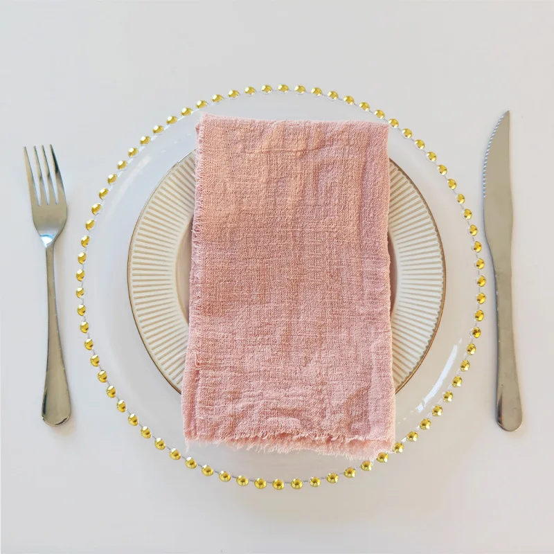 Napkins Cotton Cloth 32x32cm Rustic Gauze Hanky Tea Towel Dining Place Mats Wedding Supplies Linen Home Table Decor