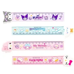 4pcs/Set Sanrio Bookmark Rulers Kuromi Stationery Cartoon Hello Kitty My Melody Creative Kawaii Student School Scale Supplies