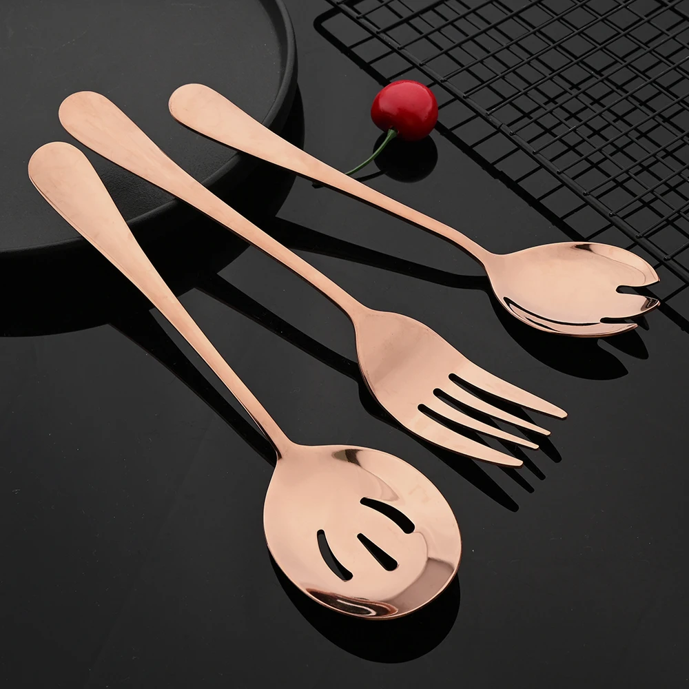 Rose Gold Dinnerware Cutlery Set Stainless Steel Tableware Service Fork Colander Spoon Cake Shovel Kitchen Dinner Flatware Set