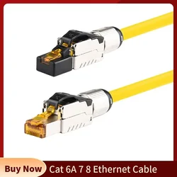 Cat8 Cat7 Cat6A Ethernet Cables RJ45 Connector CAT 6A 7 8  Lan Cable Networking Patch Cord 22AWG 23AWG 24AWG Yellow Green Blue