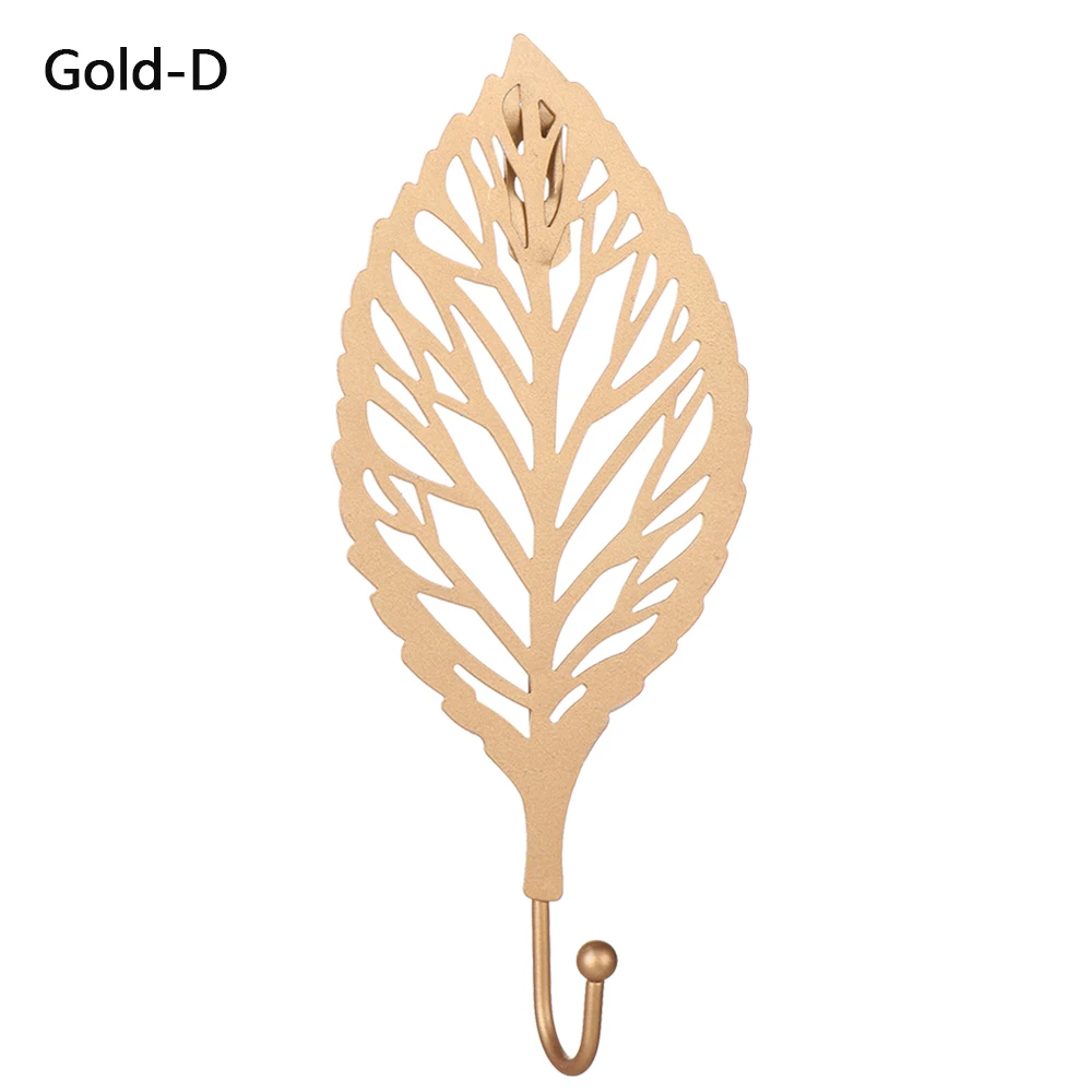Gold/Green For Towel Clothes Home Decoration Leaf Shape Wall Hanger Wrought Iron Hook Hanging Storage Rack