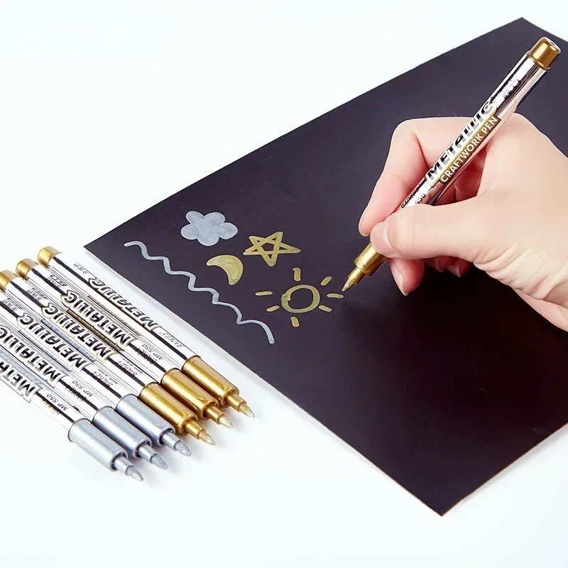 Goud Zilver Craft Pen Teken In Pen Metalen Trace Goud Handtekening Pen Kleur Marker Pen Waterbasis Verf pen Gratis Verzending Items