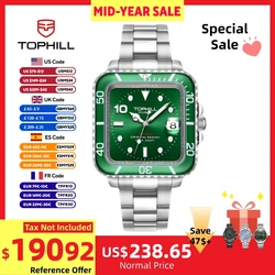 TOPHILL 39mm Miyota 9019 ULTRA-THIN Mechanical Automatic Men's Watches Square Sapphire Glass Cyclops 3H Date DS-1 Lume TD005G