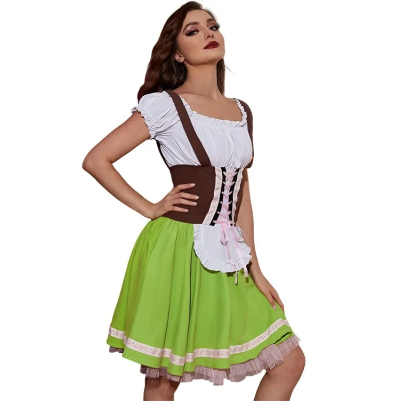 New Green National Style Beer Festival Clothes Badelija Women's Dress Ethnic Costume Stage Performance Fashion Spring 2025