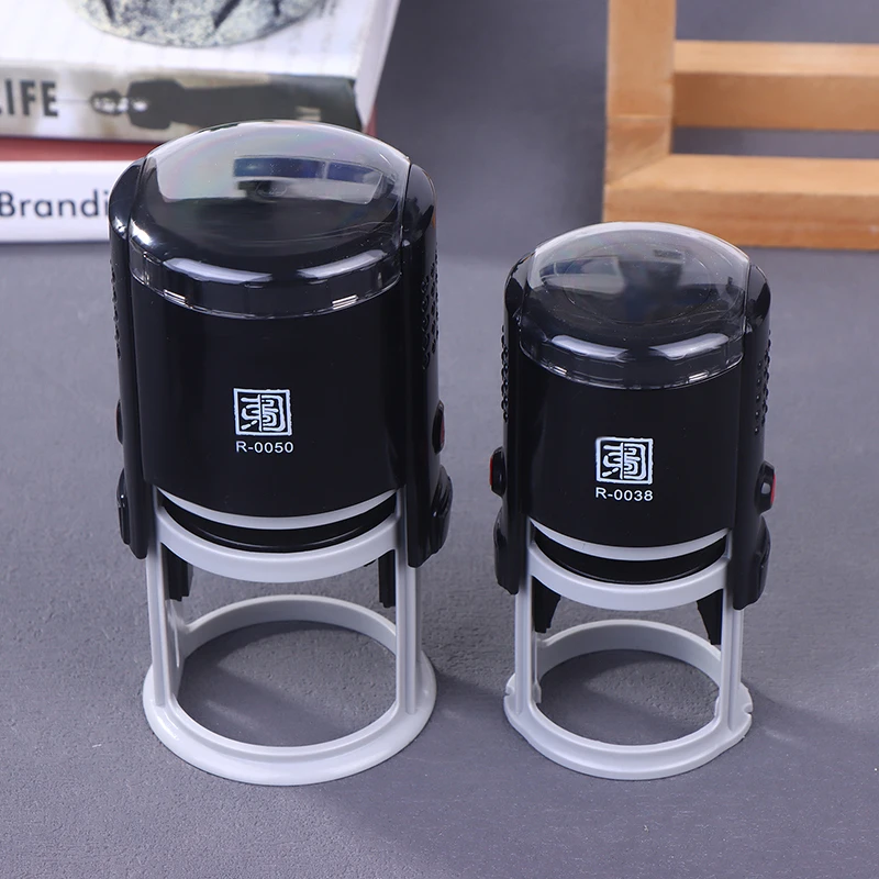 Large Round Custom Text Stamp, Self-Inking and Adjustable Size 25/30/40/50mm