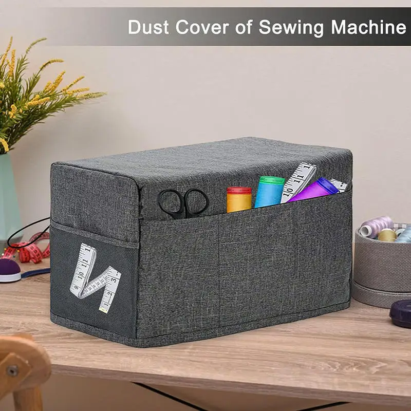 غطاء ماكينة الخياطة العالمي مع جيب تخزين ومقابض جانبية غطاء غبار واقٍ لمعظم ماكينات الخياطة القياسية #3