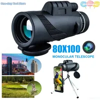 HD Monocular Telescope 80*100 Ultra-Long Zoom Monoculars BAK4 Prism Lens Suitable with Tripod Clip for Hunting Outdoor Camping