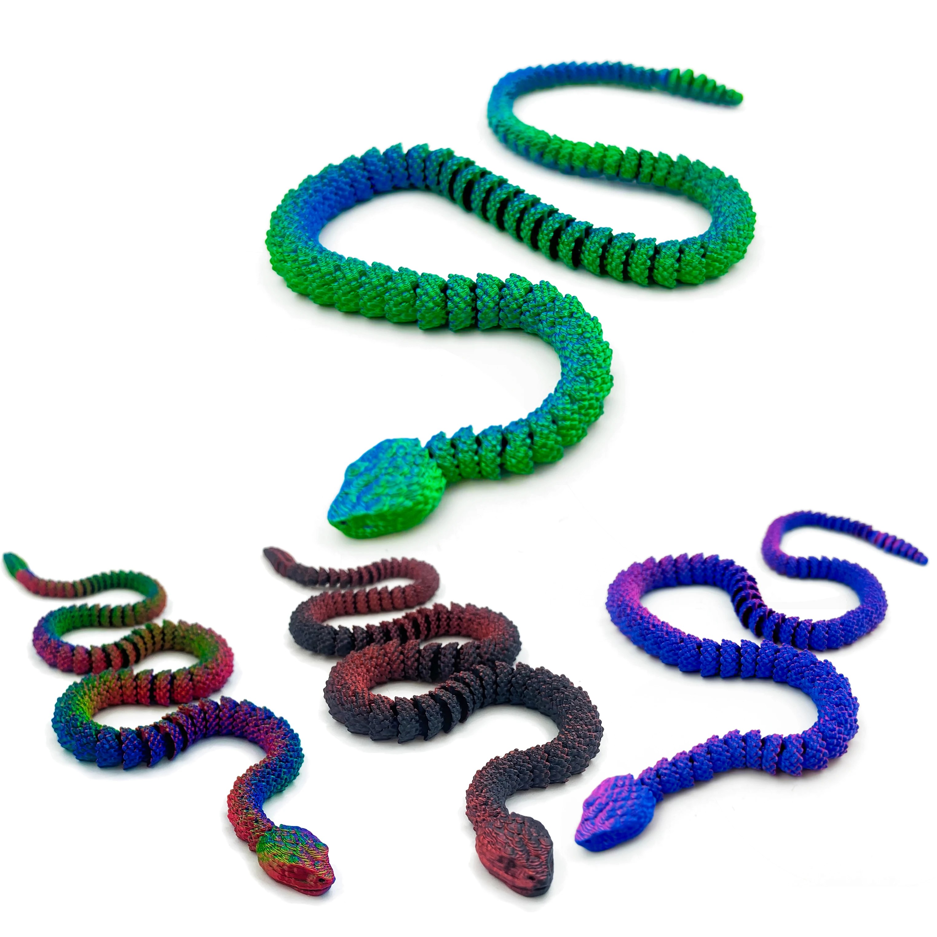 3D Print Articulated Rattlesnake Figure, Posable Snake Fidget Toy Desktop Decor Gift