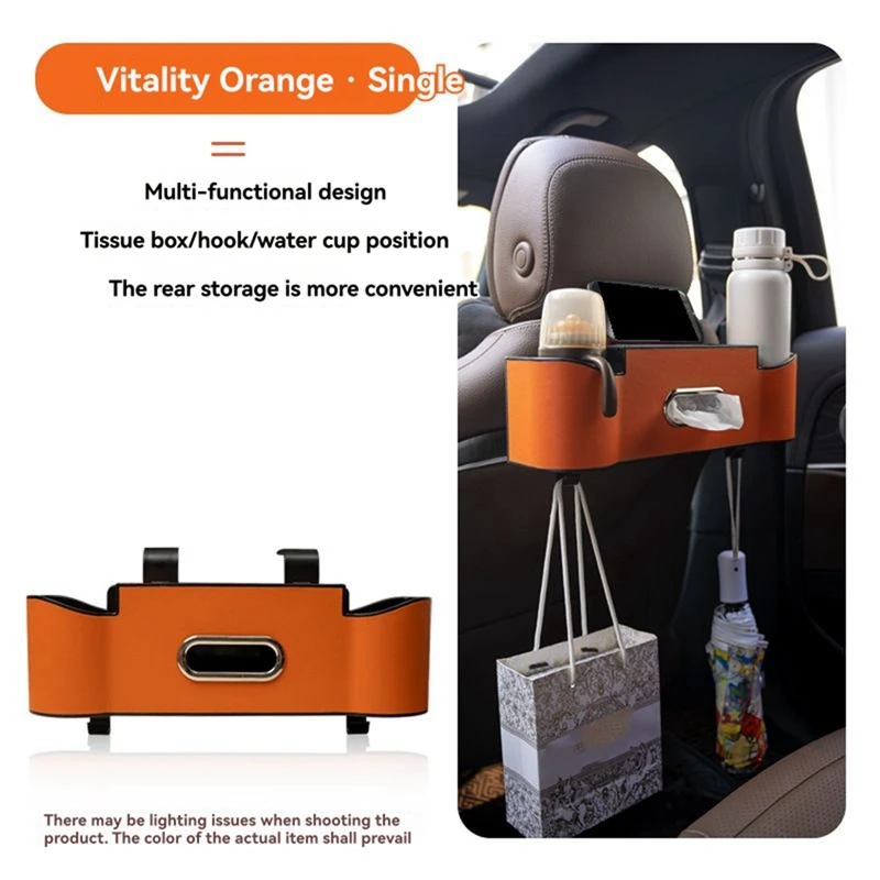 Super Sale Universal Car Multi-Functional Seat Back Storage Bag Tissue Box with 2 Drink Holders 2 Hook Built-in Phone Holder Red