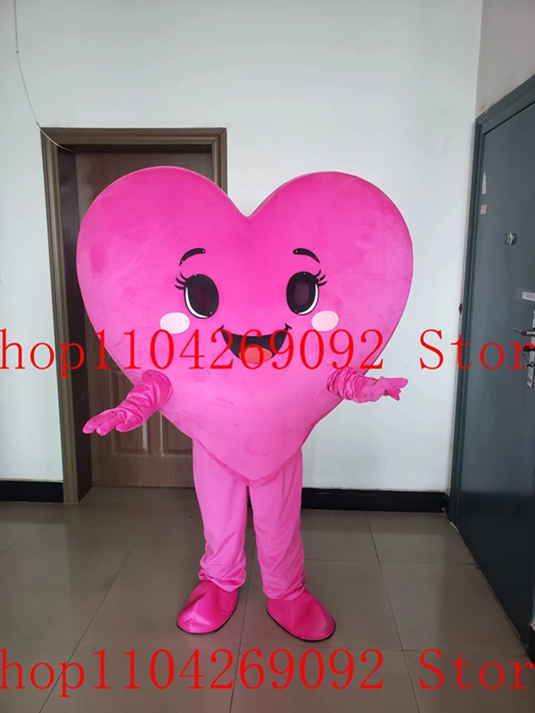Adorable Costume de Mascotte Cœur Rose, Costumes de Cosplay de Dessins Animés et d'Anime, Personnage pour Fête d'Anniversaire, Mascotte pour Spectacle Publicitaire