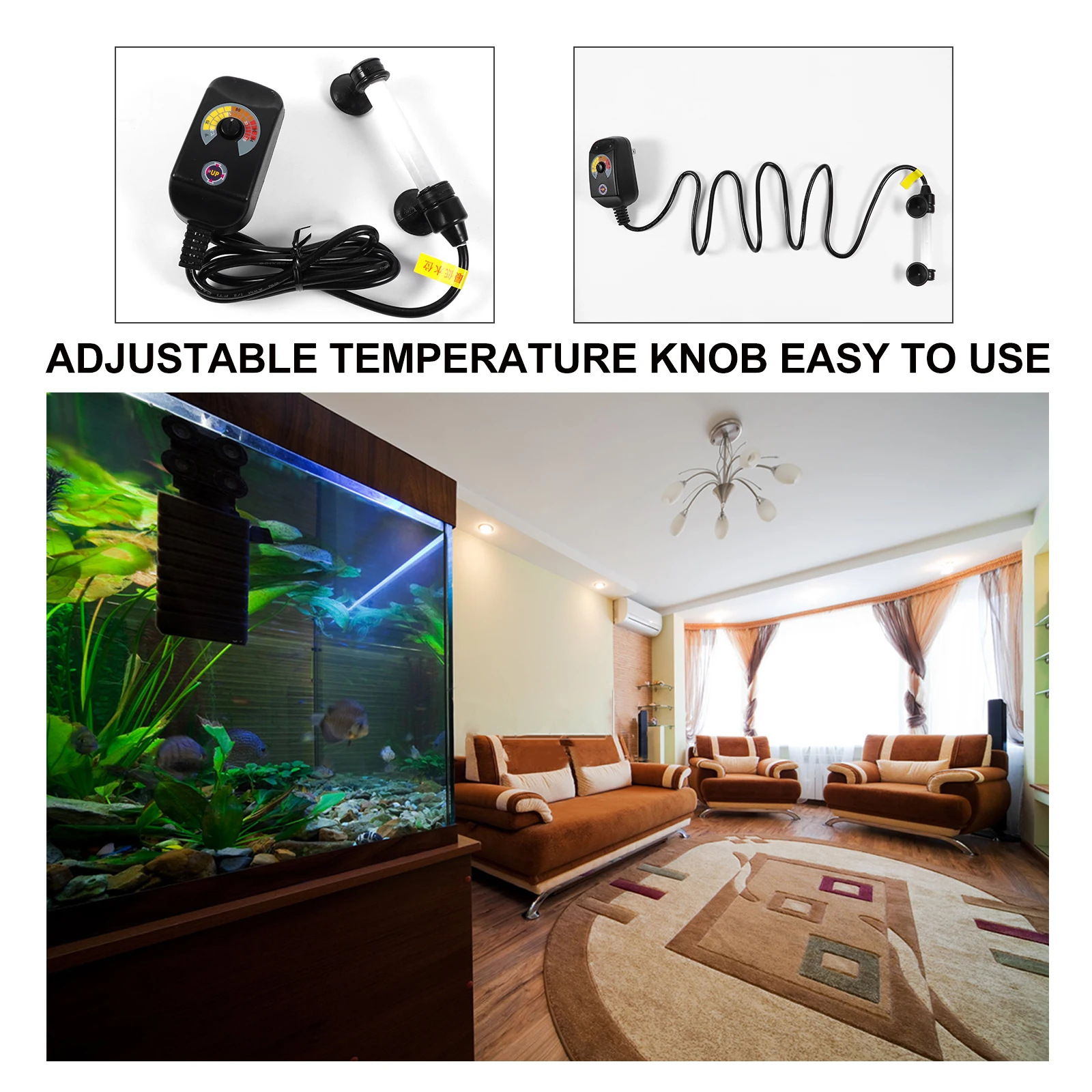 

Fish Tank Heating Rod Aquarium Thermostat Heater Tool Small Size Quartz Glass Automatic Temperature Control Supplies
