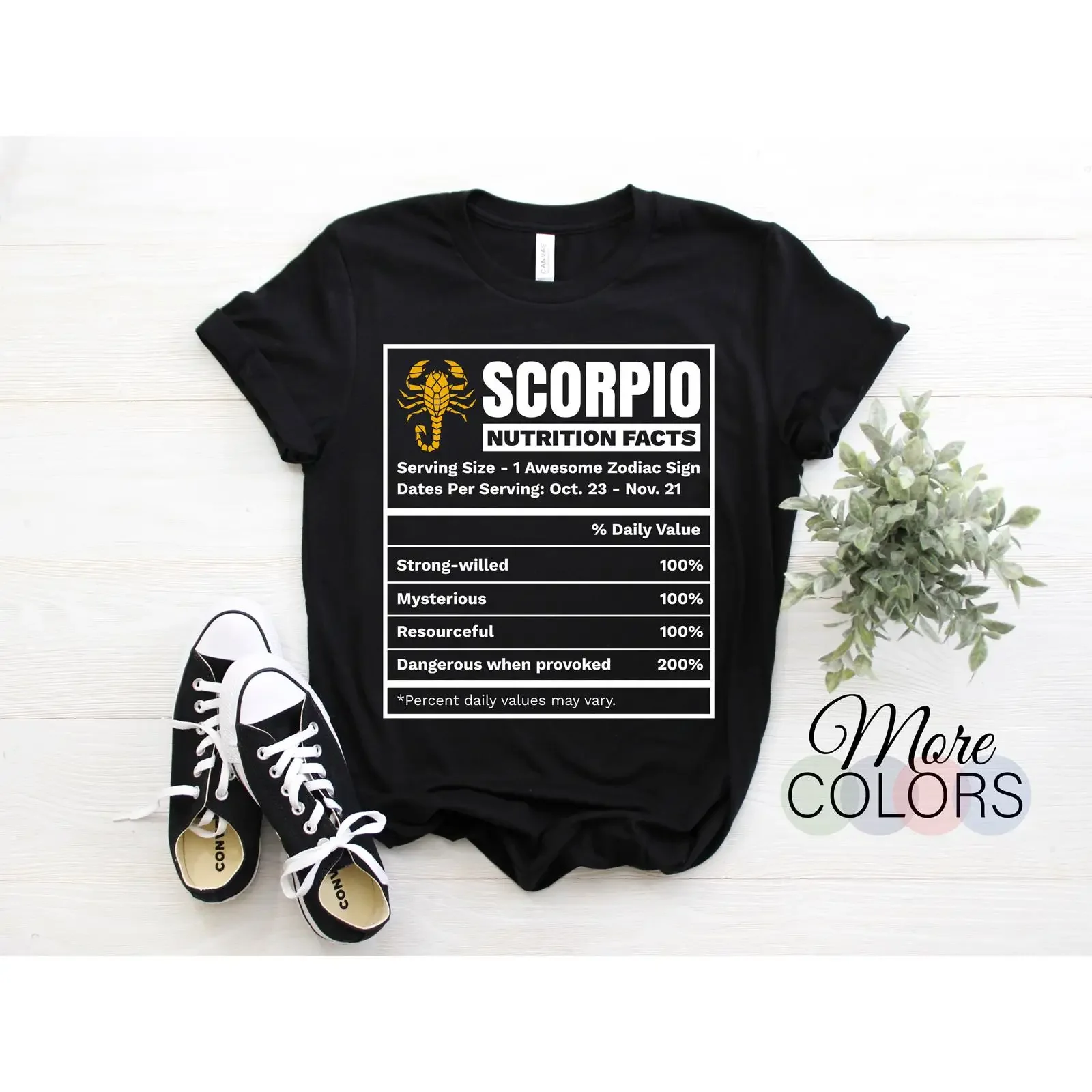Scorpio Nutrition Facts Zodiac Sign T Shirt Astrology Horoscope Oct Nov Birthday Funny Traits Astrological vintage Washed