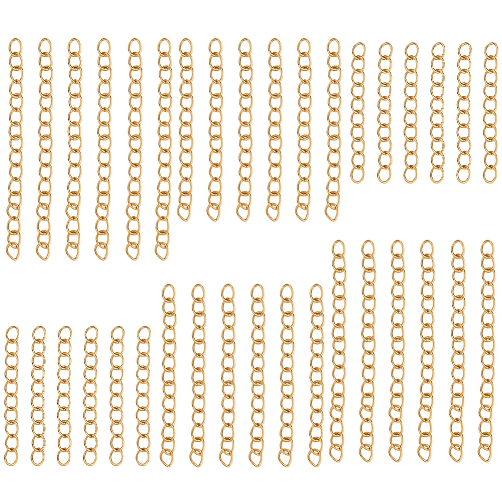 

120Pcs 3 Styles 304 Stainless Steel Chain Extender Real 18K Gold Plated 30~53x3mm 40pcs/style